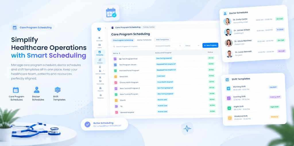 The Care Program Scheduling screen